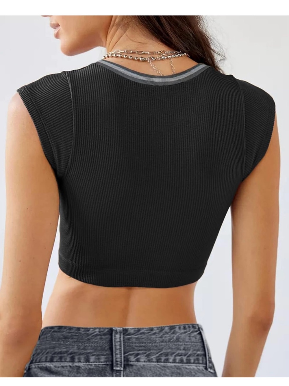 Pink Crop Top Size Medium Beumissy Short Sleeve Ribbed Knit New FAST SHIPPING - Picture 6 of 6